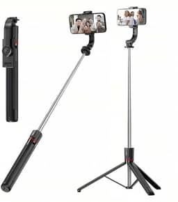 BEMMY Tripé Extensível 170CM para Celular, Vara de Selfie com Clipe, Tripé de Viagem com Clipe de Telefone Destacável e Controle Remoto para iPhone, Sony, Canon, GoPro (B)