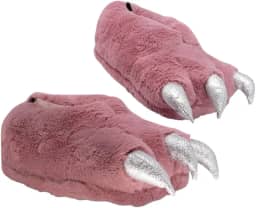 Pantufa 3D Pata De Dinossauro T-Rex Fashion Rosa Garra Prateada