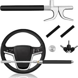 Dachenus Trava de volante, trava de volante retrátil universal para carro, veículo com proteção antifurto ajustável com martelo de segurança bônus - adequado para todos os carros, presentes de Dia dos