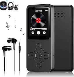 MP3 MP4 Player Portátil MP3 Player Bluetooth Rádio FM Gravador de voz Reprodução de Vídeo Ieitura de Texto Suporte Cartao de Memoria de Até 128 GB (Preto)