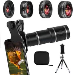 Kit de lente de câmera para celular, iPhone, Android, lente zoom teleobjetiva 20x, lente grande angular e macro, olho de peixe, lentes CPL compatíveis com iPhone 12 11 X Xs XR 8 7 6 Plus Samsung e outros smartphones