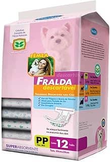 Chalesco Fralda Descartável Cães Fêmeas Branco/Rosa Extra Pequeno 12 Unidades