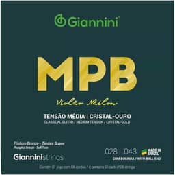 ENCORDOAMENTO PARA VIOLÃO NYLON CRISTAL-OURO TENSÃO MÉDIA COM BOLINHA GENWG – GIANNINI