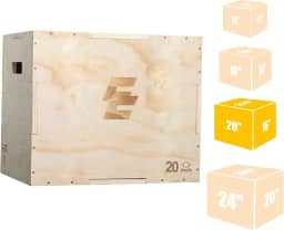 Holleyweb Caixa Plyo de Madeira 3 em 1, Caixa de Salto pliométrico Antiderrapante para Pular, Saltar, Saltar na Caixa, Agachamentos, Step-Ups, Mergulho, Cantos Arredondados para Segurança