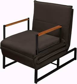 Poltrona Moderna Versati Estofada Descanso do Papai Conforto Premium Reclinável Puff Vira Cama Solteiro Luxo Puff Retrátil Macia Extensão Sala E Quarto Pés Em Aço Escritorio (Marrom)