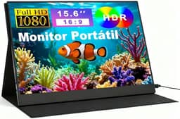 Monitor Portátil 15.6" 1080P Full HD 60HZ 1000:1 IPS Tela HDMI USB-C para Notebook Laptop PC iPad iPhone Celular Jogos