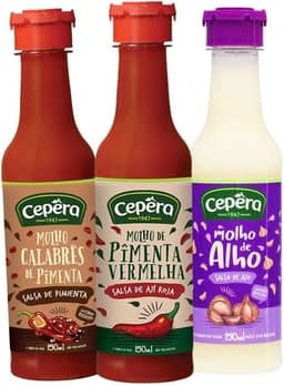 Molho de Pim Vermelha, Pim Calabresa e Alho - Kit 3 de cada