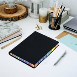 Lined Notebook Journal, 200 Pages A6 5.7" X 4.1" Softcover Writting Journal，80gsm Thick Paper, black Faux Cover for Women Writing Work Office Business with Inner Pocket