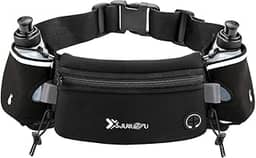 Number-one Cinto de corrida com garrafas de água (2 x 175 ml), cinto de hidratação à prova d'água, bolsa de cintura para iPhone ajustável, bolsa de cintura esportiva para maratona,