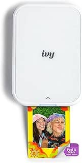 Canon Mini impressora fotográfica IVY 2, impressão a partir de dispositivos iOS e Android compatíveis, impressões adesivas nas costas, branco puro
