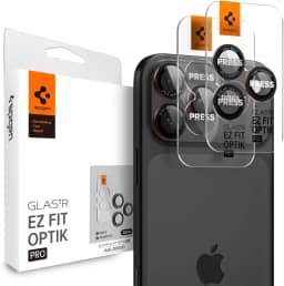 Película para lente de câmera Spigen GlasTR EZ Fit Optik Pro Projetado para iPhone 16 Pro Max/iPhone 16 Pro/iPhone 15 Pro Max/iPhone 15 Pro, compatível com capas, série L [2 unidades]