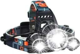 Lanterna de Cabeça LED Recarregável USB – Luz Potente Tripla com 4 Modos de Iluminação Ajustável, Ideal para Corrida, Ciclismo, Acampamento, Trilha e Pesca - Premium