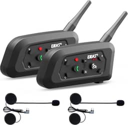 EJEAS Fone de ouvido Vnetphone V6 Bluetooth para motocicleta, 2 motociclistas intercom Bluetooth 5.1 sistema de comunicação com chamadas de mãos livres e redução de ruído para motociclismo, esqui e escalada (pacote com 2)