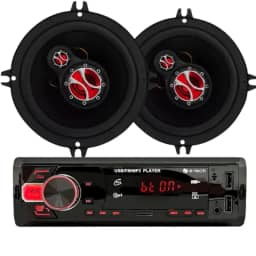 Kit de Som Automotivo First Option + Par Alto Falante Foxer 6 Polegadas 120 Watts Rms, Tnt Full