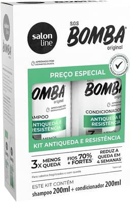 Salon Line, Kit Shampoo e Condicionador, SOS Bomba, Antiqueda - Todos os Tipos de Cabelo, 200 ml cada