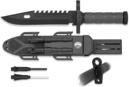 Faca Tática Militar Esportiva Caça Mergulho Pesca Com Bainha Bússola Pederneira Apito Sobrevivência (Tática)