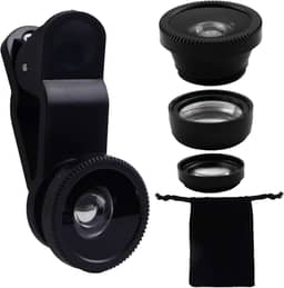 Kit de lente de telefone 3 em 1, 100 super grande-angular + 15x macro + 180 clipe de lente olho de peixe no celular para iPhone Samsung Android
