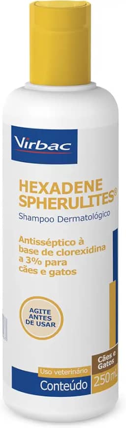 Virbac Hexadene Shampoo Spherulites Tratamento Piodermites para Cães e Gatos 250 mL