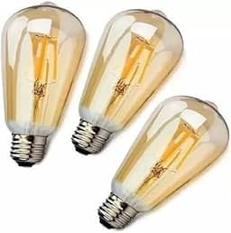 Kit 3 Lampada Filamento De Led St64 Retro Vintage E27 Bivolt Ambar Branco Quente