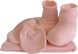 Kit Touca Luva Pantufa Bebê Recém Nascido Enxoval Maternidade Algodão Antialérgico Menino Menina Unissex MXC BRASIL