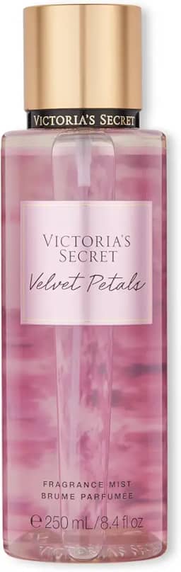 Victoria's Secret Velvet Petals Body Mist para mulheres, perfume com notas de flores exuberantes e esmalte de amêndoa, 250 ml