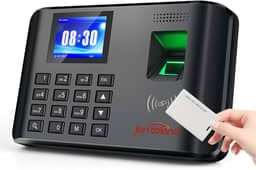Relógio de ponto A5 para funcionários pequenas empresas, relógio biométrico RFID e PIN, relógio perfurador de escritório, com 5 emblemas - 0 taxas mensais
