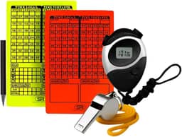 Kit de Árbitro Profissional, Cartões Amarelo e Vermelho, Apito Metálico com Cordão, Cronômetro Digital