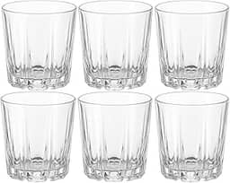 Conjunto 6 Copos de Vidro para Whisky 300ml – Design Lapidado, Fundo Espesso e Brilho Cristalino | Ideal para Drinks, Bourbon, Água e Coquetéis