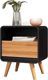 Mesa de Cabeceira Retrô Compacta 1 Gaveta 1 Nicho Channel
