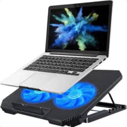 Suporte Para Notebook Base Ergonômica Refrigerada Com 2 Coolers Potentes Silencioso LED Azul 8 Níveis de Altura Premium