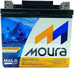 Bateria Moura AGM Vrla Para Motocicletas Ma5-D 12V 5Ah - Polo Direito