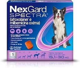 NexGard Spectra Antipulgas e Carrapatos e Vermífugo para Cães de 15,1 a 30kg - 1 tablete
