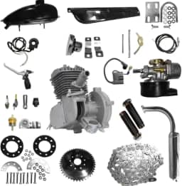 Kit Motor para Bicicleta Motorizada 80cc, 2 Tempos, Completo com Corrente e Acessórios (Prata)