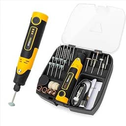 Microrretífica Portátil Multifuncional 57 em 1 Sem Fio, Mini Retífica Elétrica Recarregável com 3 Velocidades, Mandril Universal, USB-C e Kit Completo para Corte, Lixamento, Polimento, Gravação
