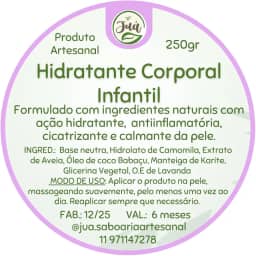 Alergias Dermatite Eczema e pele sensível? Hidratante Infantil Natural com Camomila, Lavanda e Aveia, Livre de Parabenos (250 gramas)