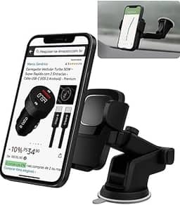 Suporte Veicular para Celular – Ventosa Ultra Forte, Rotação 360° e Antivibração, Ideal para Uber, Waze e GPS