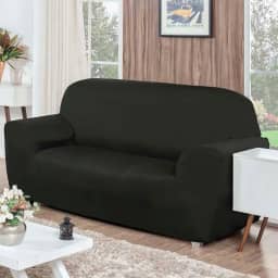 Capa Protetor De Sofá 3 Lugares Lisa Malha Gel Coladinha (Preto)