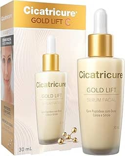 Cicatricure Gold Lift Serum Facial com Peptídeos, Ouro, Cálcio e Silício, Jumbo, Reduz Rugas Gravitacionais, Efeito Tensor e Nutritivo para Rosto, Pescoço e Colo, Reafirma Contorno, 30ml, 1 Pack