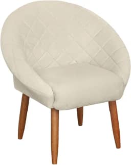 Poltrona Cadeira para Recepção sala de estar Sala de Leitura resistente reforçada tecido veludo pés madeira MOBLAN decor (1, Bege)