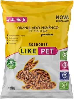 Granulado Higiênico de Madeira Like Pet Roedores 10 kg – 100 % Natural, Alta Absorção, Elimina Odor, Ecológico