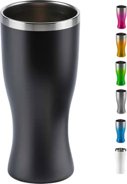 Copo Térmico Cerveja Inox 450 ml - Gelada 4 horas, Parede Dupla Isolamento, Base Emborrachada (Preto)