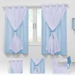 Cortina Infantil Para Quarto Bebê 2,20x1,30 Menina Menino Teen Indicado para Varão até 1,80m (Azul)