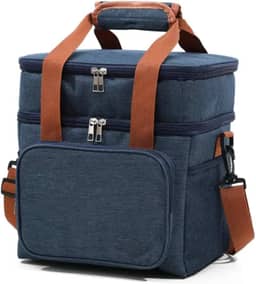 Bolsa Termica Marmita Lancheira Grande Alça Ombro Trabalho Passeio Academia Dois Andares (Bolsa Azul)