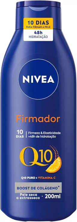 NIVEA Loção Hidratante Firmador Q10 + Vitamina C Pele Seca 200ml - Hidratante que melhora a elasticidade da pele em 10 dias, previne a flacidez e ainda hidrata intensamente, ideal para pele seca