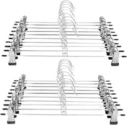 Kit 10 Cabides Presilha Metal Cromado Premium Saia Calça Bermuda Vestido Reforçado