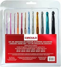 Kit com 12 Agulhas De Crochê Alumínio Colorido Premium - Círculo
