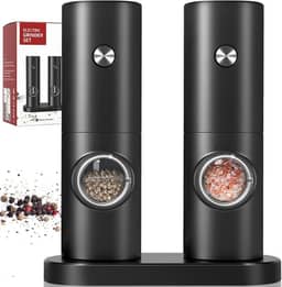 Kit 2 Moedores, Moedor de Pimenta, com Recipiente de 70 ml Luz Led, Moedor Pimenta, Moedor de Pimenta Eletrico, Moedor de Pimenta E Sal, Moedor de Sal Grosso, Pilhas Não Incluídas, Requer 4 Pilhas AAA