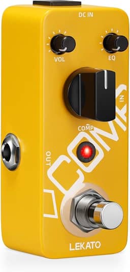 LEKATO Pedal De Compressor, Yellow Comp Mini, Compressão Portátil Com True Bypass, Equalizador E Volume Ajustáveis, Pedais Efeito Analógico Óptico Clássico Para Guitarra Elétrica Baixo