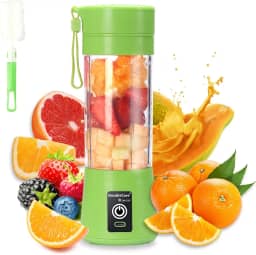 Copo portátil elétrico USB para liquidificador, mini liquidificador para shakes e smoothies, suco - 380 ml, seis lâminas, verde
