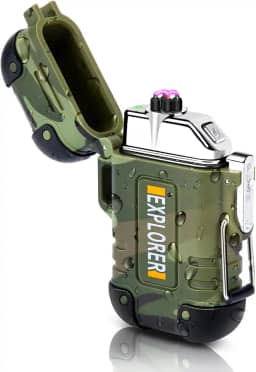 Isqueiro de Plasma de Arco Duplo Elétrico Recarregável Isqueiro USB À Prova de Vento e À Prova D'Água Isqueiros Infinitos para Camping Equipamento de Sobrevivência Equipamento Tático EDC Presente